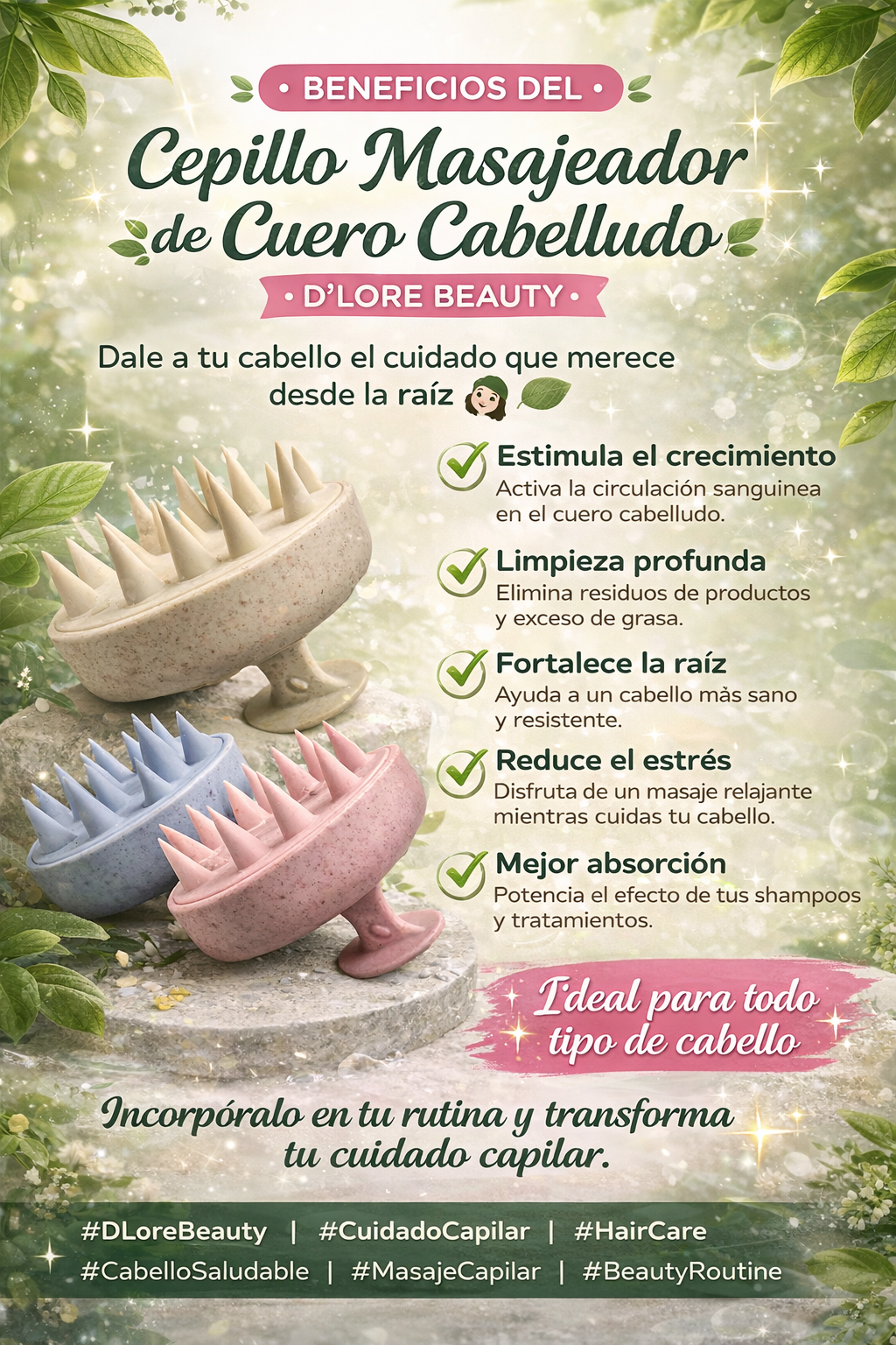 Sepillo masajeador del cuero cabelludo