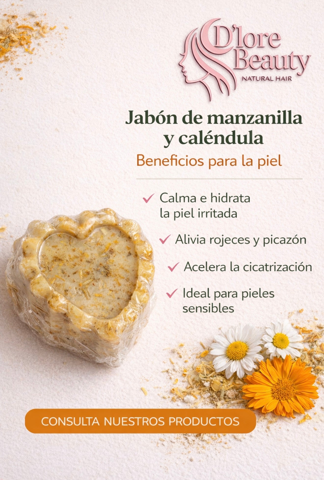 Jabón de manzanilla,caléndula y lavanda 🌿